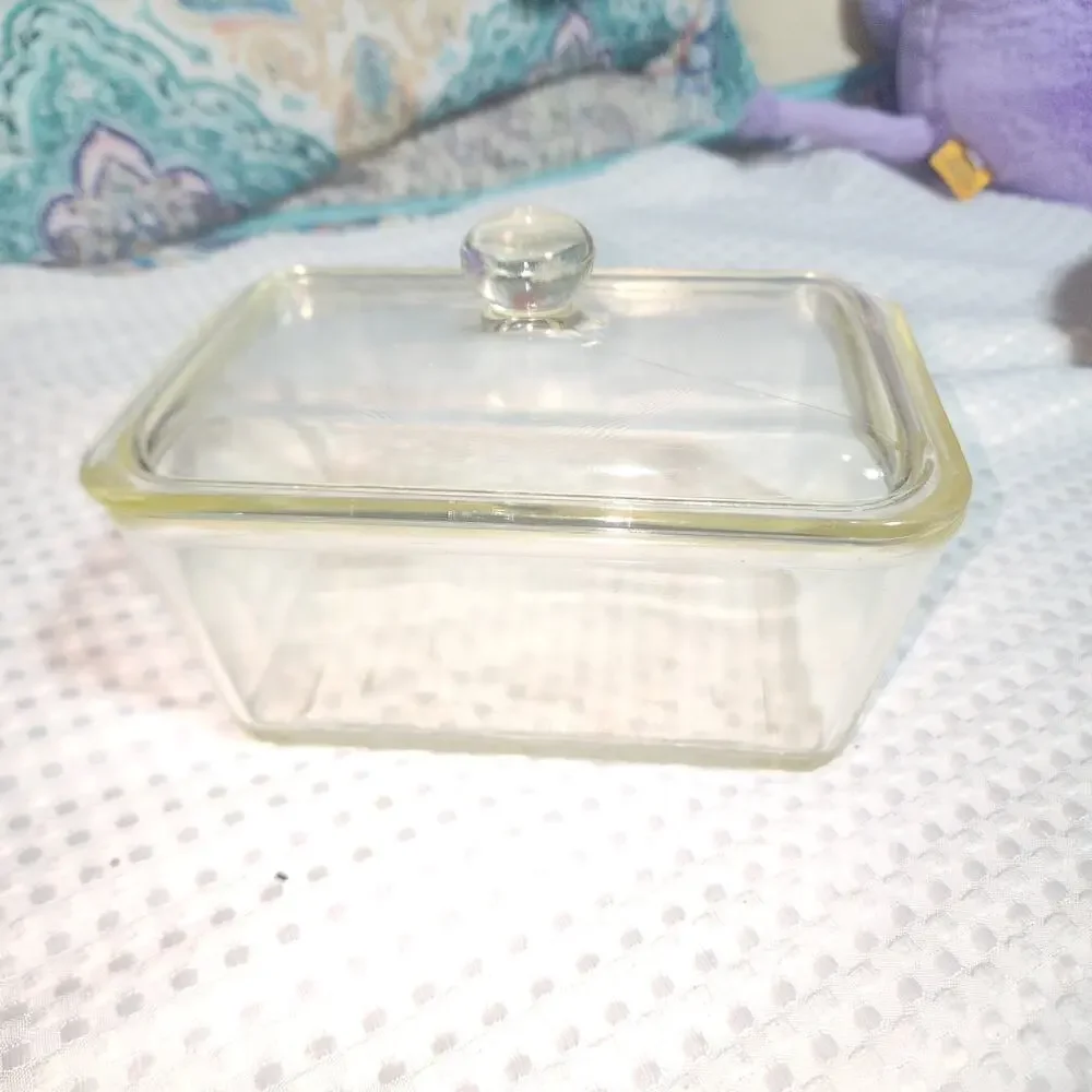 GLASBAKE EUC GLASS LIDDED 1.5 qt LOAF BAKEWEAR PAN GLASS